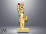 Load image into Gallery viewer, 14K Yellow Gold wtih Enamel Flame Statue Of Liberty NEW YORK Charm with Necklace Chain Options
