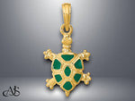 Load image into Gallery viewer, 14K Yellow Gold wtih Green Enamel Land Turtle Charm with Necklace Chain Options

