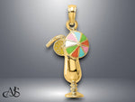 Load image into Gallery viewer, 14K Yellow Gold Tropical Drink w/Multi-Colored Enamel Umbrella Charm with Necklace Chain Options
