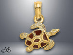 Load image into Gallery viewer, 14K Yellow Gold Textured and Enameled Sea Turtle Charm with Necklace Chain Options
