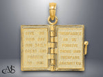 Load image into Gallery viewer, 14K Yellow Gold 3-D Blue Enamel Bible Book w/ Moveable Pages Charm with Necklace Chain Options
