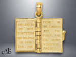 Load image into Gallery viewer, 14K Yellow Gold 3-D Blue Enamel Bible Book w/ Moveable Pages Charm with Necklace Chain Options
