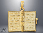 Load image into Gallery viewer, 14K Yellow Gold 3-D Blue Enamel Bible Book w/ Moveable Pages Charm with Necklace Chain Options
