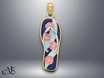 Load image into Gallery viewer, 14K Yellow Gold and Rhodium Multi-Colored 3D Enamel On Flip-Flop Charm with Necklace Chain Options
