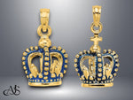 Load image into Gallery viewer, 14K Yellow Gold 3-D Blue Enamel Crown Charm with Necklace Chain Options
