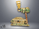 Load image into Gallery viewer, 14K Yellow Gold 3-D W/Enamel Palm Tree and Hut Charm with Necklace Chain Options

