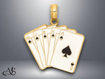 Load image into Gallery viewer, 14K Yellow Gold Enamel Playing Cards Royal Flush Charm with Necklace Chain Options
