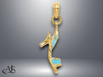 Load image into Gallery viewer, 14K Yellow Gold 3-D Aqua or Pink Enamel Open Toe High Heel Charm with Necklace Chain Options
