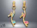 Load image into Gallery viewer, 14K Yellow Gold 3-D Aqua or Pink Enamel Open Toe High Heel Charm with Necklace Chain Options
