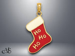 Load image into Gallery viewer, 14K Yellow Gold Enamel HO HO HO Christmas Stocking Charm with Necklace Chain Options
