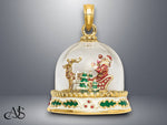 Load image into Gallery viewer, 14K Yellow Gold 3-D Enameled Christmas Snow Globe Charm with Necklace Chain Options
