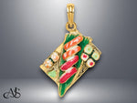 Load image into Gallery viewer, 14K Yellow Gold 3-D Sushi Plate with Enamel Charm with Necklace Chain Options
