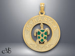 Load image into Gallery viewer, 14K Yellow Gold Enamel Turtle SARASOTA Circle Charm with Necklace Chain Options
