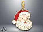 Load image into Gallery viewer, 14K Yellow Gold Enamel Santa Face Charm with Necklace Chain Options
