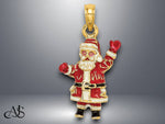 Load image into Gallery viewer, 14K Yellow Gold 3-D Enamel Santa Charm with Necklace Chain Options
