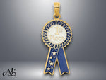 Load image into Gallery viewer, 14K Yellow Gold Enamel 1st PLACE Ribbon Charm with Necklace Chain Options
