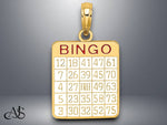 Load image into Gallery viewer, 14K Yellow Gold Enamel Bingo Card Charm with Necklace Chain Options

