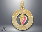 Load image into Gallery viewer, 14K Yellow Gold Enamel Conch Shell with KEY WEST Circle Charm with Necklace Chain Options
