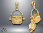 Load image into Gallery viewer, 14K Yellow Gold 3-D Moveable Nantucket Basket Charm with Necklace Chain Options

