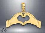 Load image into Gallery viewer, 14K Yellow Gold Hands Forming a Heart Charm with Necklace Chain Options
