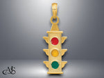 Load image into Gallery viewer, 14K Yellow Gold Red, Yellow, Green Enamel Traffic Signal Charm with Necklace Chain Options
