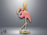 Load image into Gallery viewer, 14K Yellow Gold 3-D Pink Enamel Flamingo Charm with Necklace Chain Options
