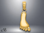 Load image into Gallery viewer, 14K Yellow Gold or White Gold Polished Foot Charm with Necklace Chain Options
