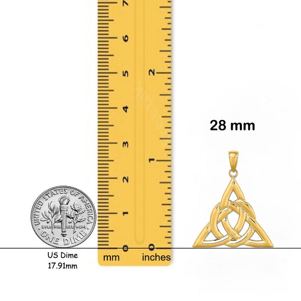 14K Yellow Gold Polished Large Celtic Trinity Knot Charm with Necklace Chain Options