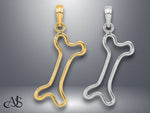 Load image into Gallery viewer, 14K Yellow Gold or White Gold Cut-Out Polished Dog Bone Charm with Necklace Chain Options
