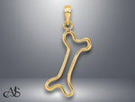 Load image into Gallery viewer, 14K Yellow Gold or White Gold Cut-Out Polished Dog Bone Charm with Necklace Chain Options
