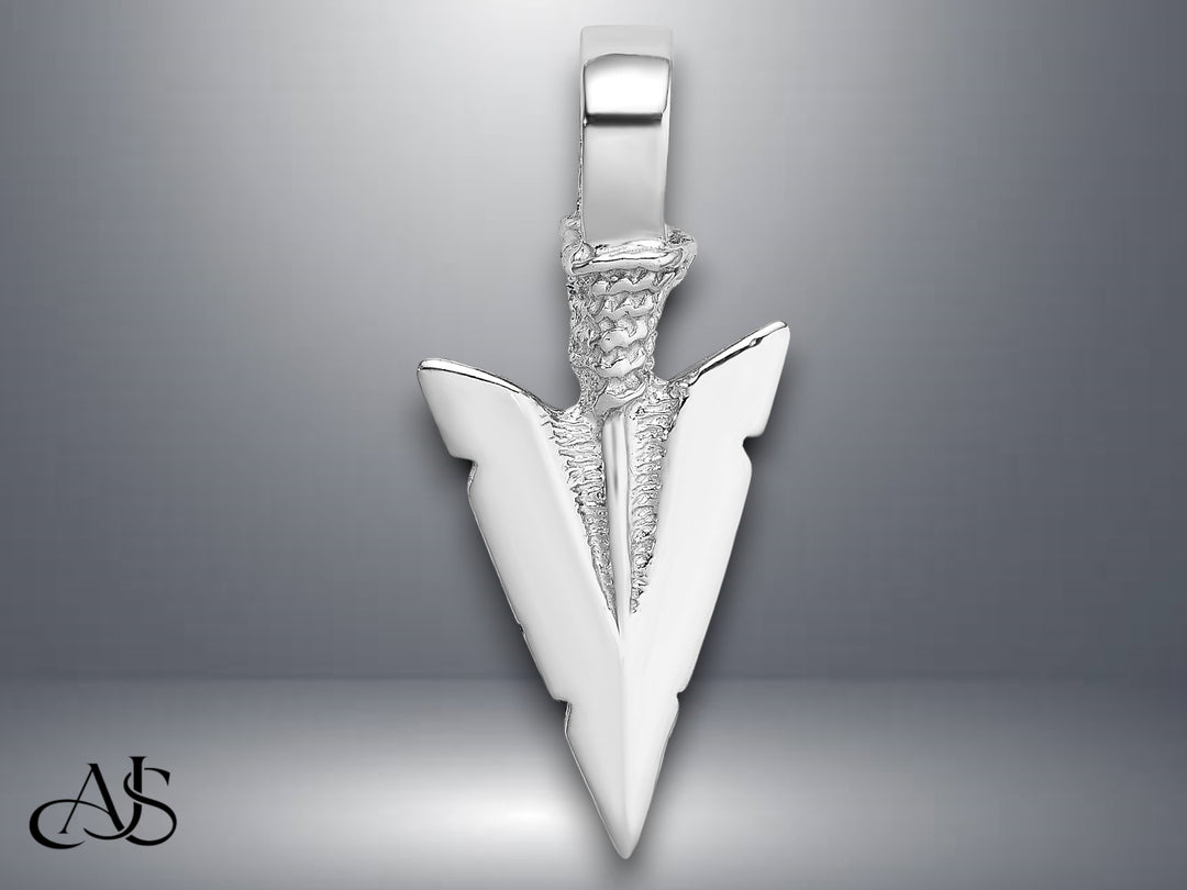 14K Yellow Gold or White Gold 3-D Arrowhead Charm with Necklace Chain Options