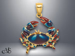 Load image into Gallery viewer, 14K Yellow Gold Blue Enamel Stone Crab Charm with Necklace Chain Options
