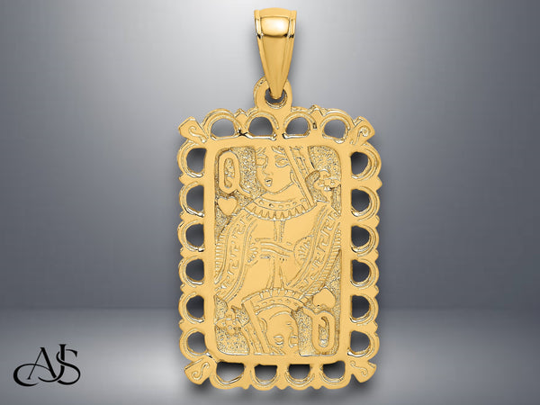 14K Yellow Gold Playing Cards Charm with Necklace Chain Options