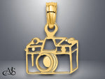 Load image into Gallery viewer, 14K Yellow Gold Flat Cut-Out Camera Charm with Necklace Chain Options
