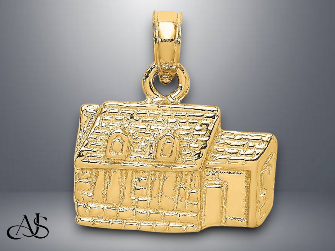 14K Yellow Gold 3D Kings Arms Tavern Williamsburg, VA Charm with Necklace Chain Options