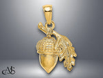 Load image into Gallery viewer, 14K Yellow Gold 3-D Acorn w/Leaf Pendant with Necklace Chain Options
