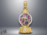 Load image into Gallery viewer, 14K Yellow Gold White Gold 3-D Moveable Gumball Machine Glass Pendant with Necklace Chain Options

