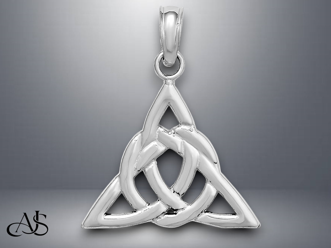 14K Yellow Gold White Gold Celtic Trinity Knot Charm with Necklace Chain Options