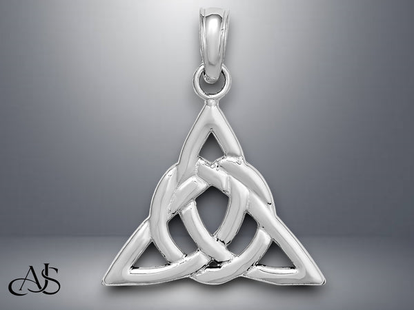 14K Yellow Gold White Gold Celtic Trinity Knot Charm with Necklace Chain Options