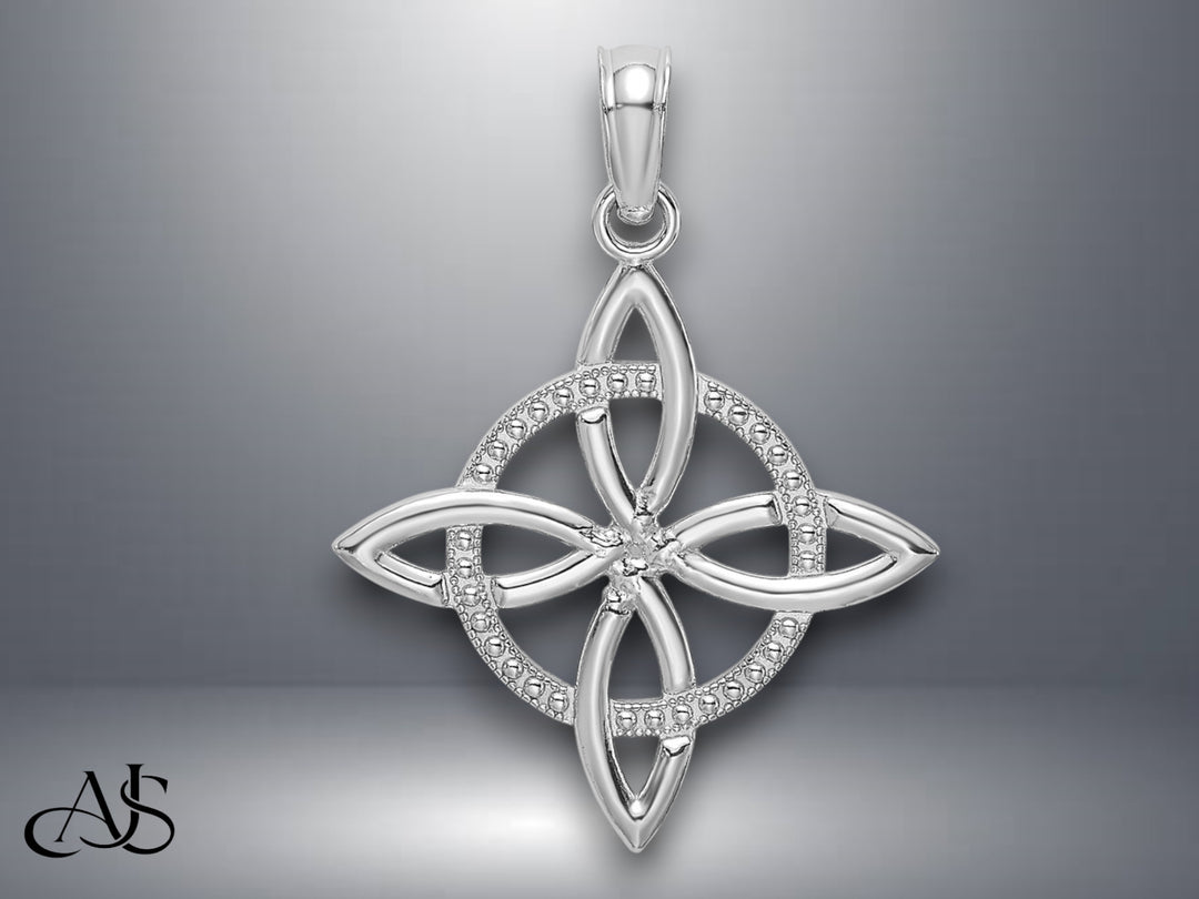 14K Yellow Gold White Gold Small Celtic Eternity Knot Charm with Necklace Chain Options