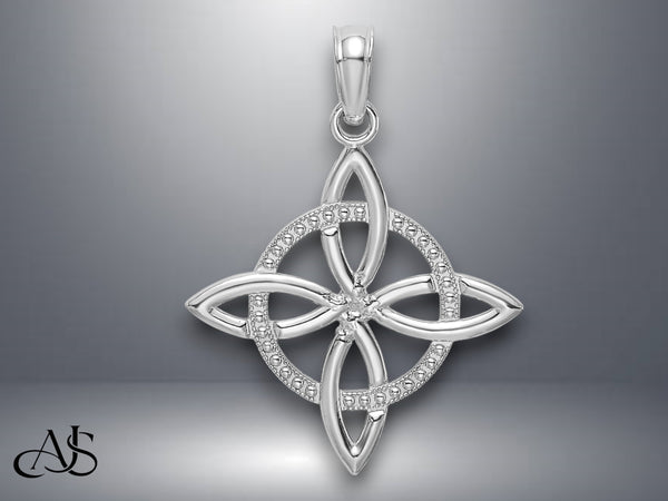 14K Yellow Gold White Gold Small Celtic Eternity Knot Charm with Necklace Chain Options
