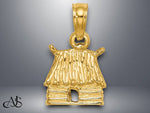 Load image into Gallery viewer, 14K Yellow Gold 3-D Bungalow Island Hut Charm with Necklace Chain Options
