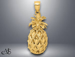 Load image into Gallery viewer, 14K Yellow Gold 3-D Textured and Polished Pineapple Charm with Necklace Chain Options
