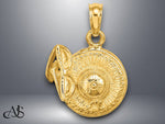 Load image into Gallery viewer, 14K Yellow Gold 3-D Sunhat w/ Sunglasses Charm with Necklace Chain Options
