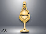 Load image into Gallery viewer, 14K Yellow Gold Wine Glass Charm with Necklace Chain Options

