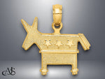 Load image into Gallery viewer, 14K Yellow Gold 3-D Textured Democratic Donkey / Republican Elephant Charm with Necklace Chain Options
