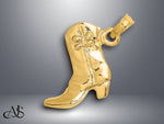 Load image into Gallery viewer, 14K Yellow Gold 3-D Cowboy Boot Charm with Necklace Chain Options
