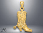 Load image into Gallery viewer, 14K Yellow Gold Cowboy Boot with Spur Charm with Necklace Chain Options
