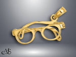 Load image into Gallery viewer, 14K Yellow Gold White Gold 3-D Moveable Glasses Charm with Necklace Chain Options
