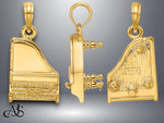 Load image into Gallery viewer, 14K Yellow Gold White Gold 3-D Top Opens Grand Piano Charm with Necklace Chain Options
